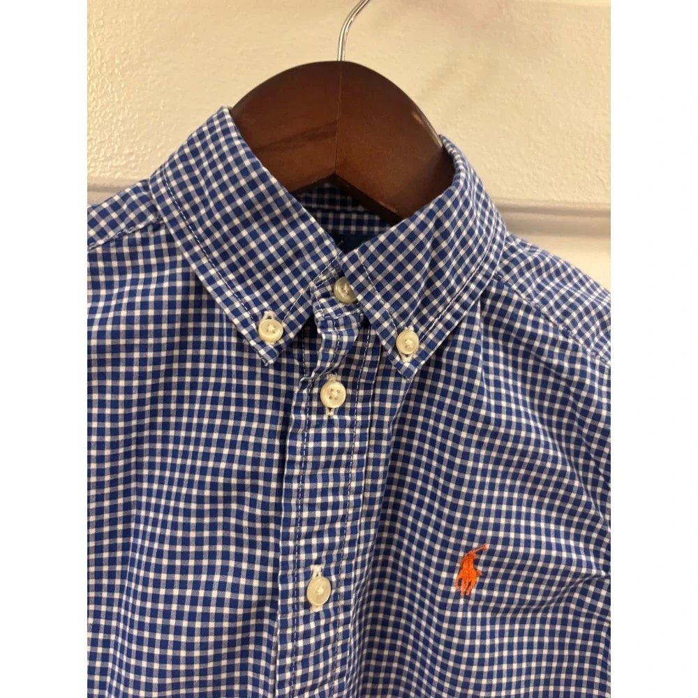 Ralph Lauren Kids Blue Gingham Long Sleeve Button Down Shirt Size 4 4T